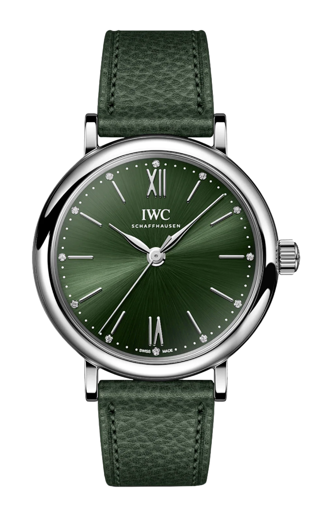  Shop Authentic IWC Portofino Automatic Automatic Green Dial Green Leather Strap Watch for Women - IW357412 - Luxxuri