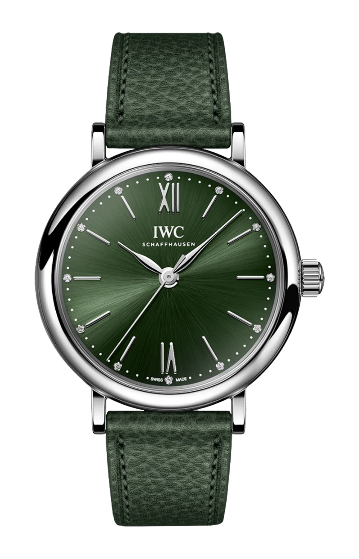  Shop Authentic IWC Portofino Automatic Automatic Green Dial Green Leather Strap Watch for Women - IW357412 - Luxxuri
