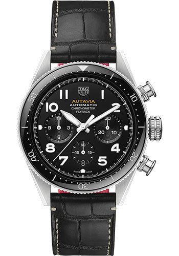  Shop Authentic Tag Heuer Autavia Chronometer Flyback Automatic Chronograph Black Dial Black Leather Strap Watch for Men - CBE511A.FC8279 - Luxxuri