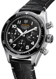  Shop Authentic Tag Heuer Autavia Chronometer Flyback Automatic Chronograph Black Dial Black Leather Strap Watch for Men - CBE511A.FC8279 - Luxxuri