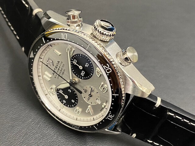  Shop Authentic Tag Heuer Autavia Chronometer Flyback Chronograph Silver Dial Black Leather Strap Watch for Men - CBE511B.FC8279 - Luxxuri
