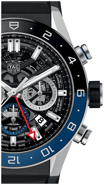  Shop Authentic Tag Heuer Carrera Automatic Chronograph Steel & Ceramic Black Dial Black Rubber Strap Watch for Men - CBG2A1Z.FT6157 - Luxxuri