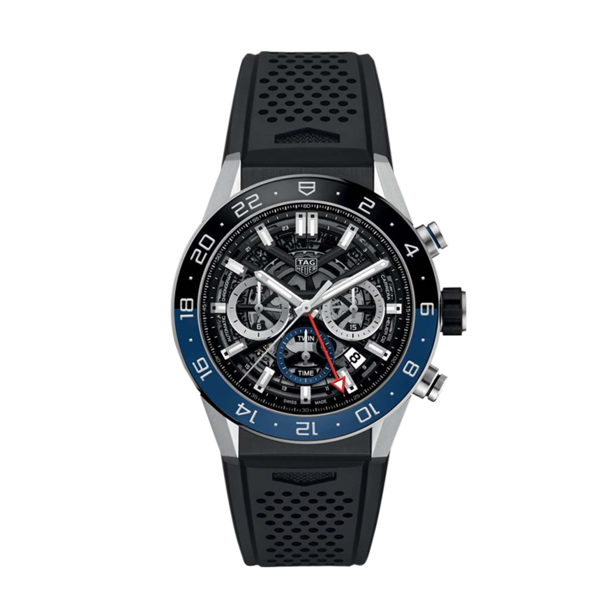  Shop Authentic Tag Heuer Carrera Automatic Chronograph Steel & Ceramic Black Dial Black Rubber Strap Watch for Men - CBG2A1Z.FT6157 - Luxxuri