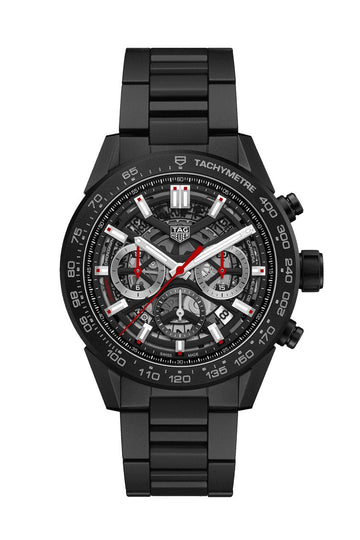  Shop Authentic Tag Heuer Carrera Automatic Chronograph Black Dial Black Steel Strap Watch for Men - CBG2090.BH0661 - Luxxuri