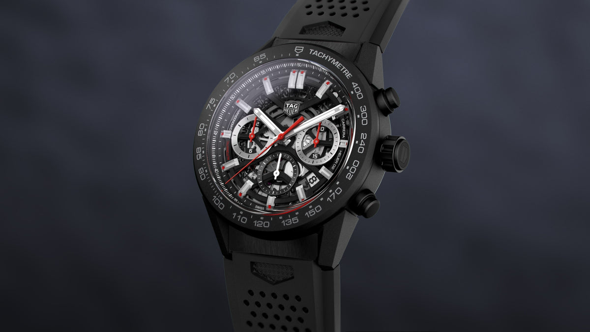  Shop Authentic Tag Heuer Carrera Automatic Chronograph Black Dial Black Rubber Strap Watch for Men - CBG2A90.FT6173 - Luxxuri