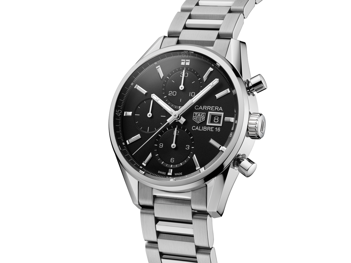  Shop Authentic Tag Heuer Carrera Automatic Chronograph Black Dial Silver Steel Strap Watch for Men - CBK2110.BA0715 - Luxxuri