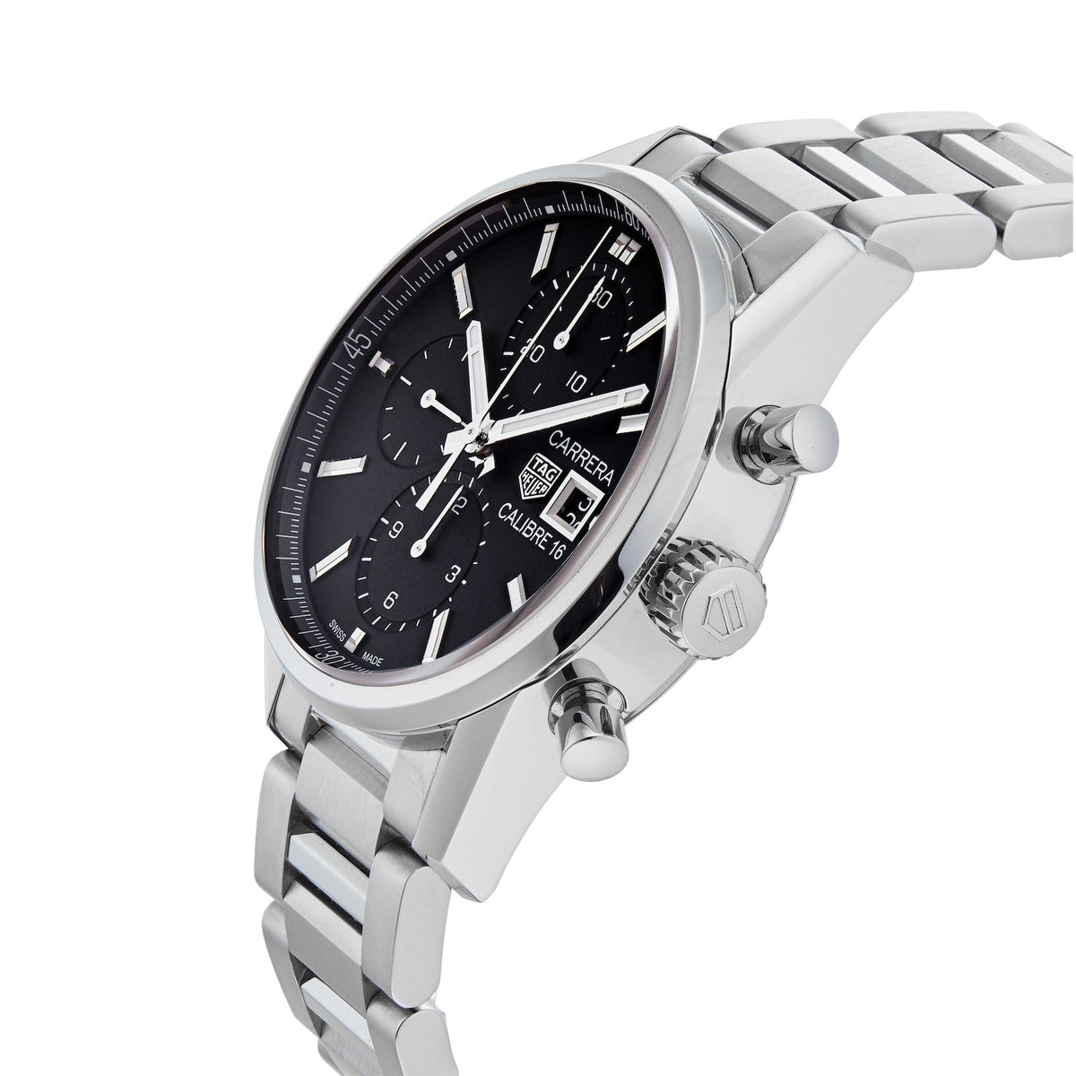  Shop Authentic Tag Heuer Carrera Automatic Chronograph Black Dial Silver Steel Strap Watch for Men - CBK2110.BA0715 - Luxxuri