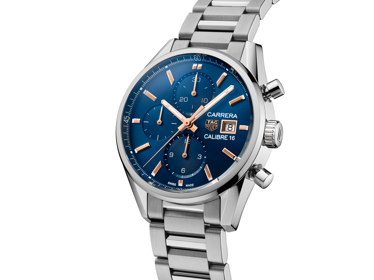  Shop Authentic Tag Heuer Carrera Automatic Chronograph Blue Dial Silver Steel Strap Watch for Men - CBK2115.BA0715 - Luxxuri