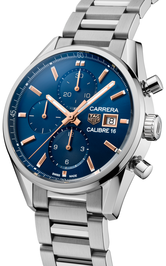  Shop Authentic Tag Heuer Carrera Automatic Chronograph Blue Dial Silver Steel Strap Watch for Men - CBK2115.BA0715 - Luxxuri