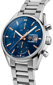  Shop Authentic Tag Heuer Carrera Automatic Chronograph Blue Dial Silver Steel Strap Watch for Men - CBK2115.BA0715 - Luxxuri