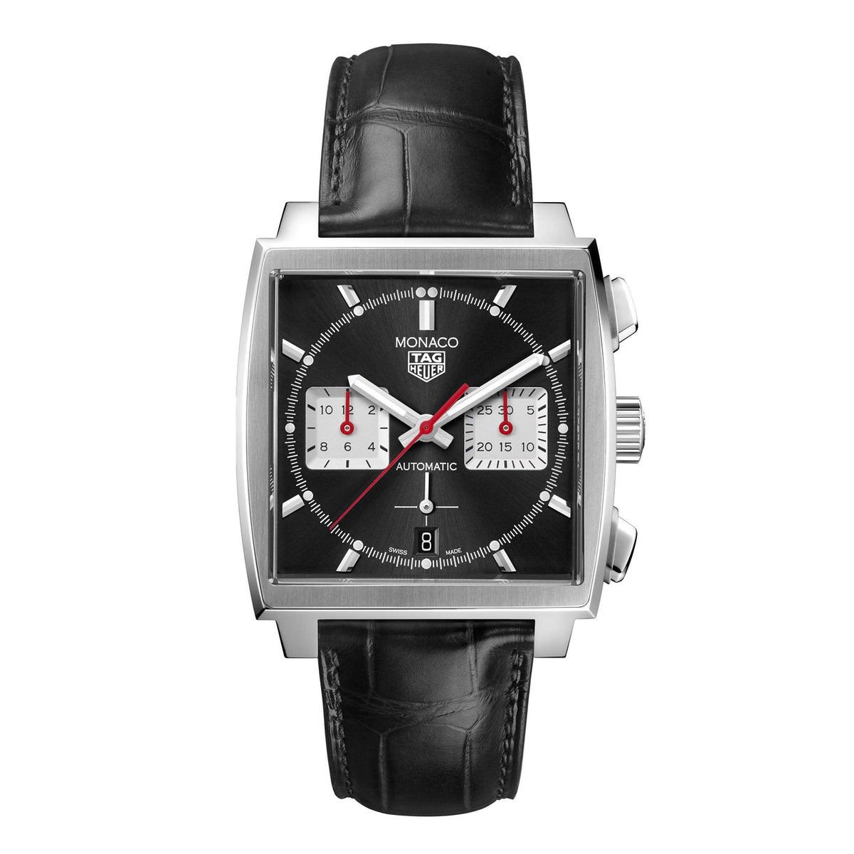  Shop Authentic Tag Heuer Monaco Automatic Chronograph Black Dial Black Leather Strap Watch for Men - CBL2113.FC6177 - Luxxuri