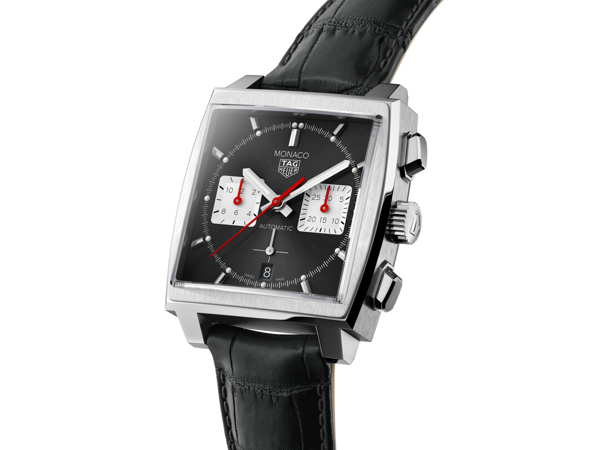  Shop Authentic Tag Heuer Monaco Automatic Chronograph Black Dial Black Leather Strap Watch for Men - CBL2113.FC6177 - Luxxuri