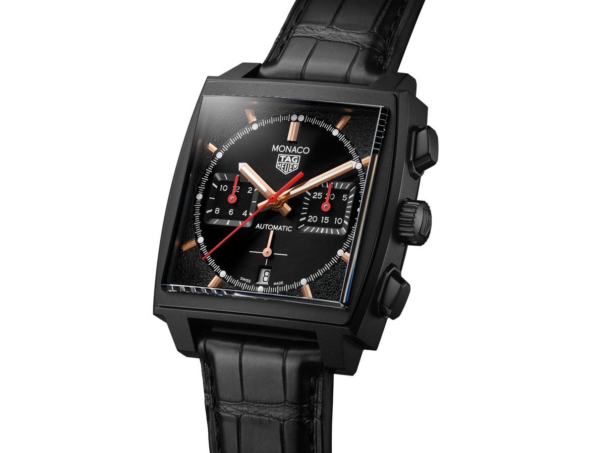  Shop Authentic Tag Heuer Monaco Automatic Chronograph Black Dial Black Leather Strap Watch for Men - CBL2180.FC6497 - Luxxuri