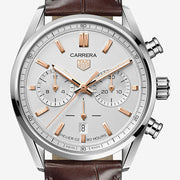  Shop Authentic Tag Heuer Carrera Chronograph White Dial Brown Leather Strap Watch for Men - CBN2013.FC6483 - Luxxuri