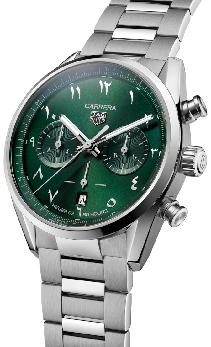 Shop Authentic Tag Heuer Carrera Automatic Chronograph Limited Edition Green Dial Silver Steel Strap Watch for Men - CBN2014.EB0240 - Luxxuri