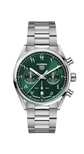  Shop Authentic Tag Heuer Carrera Automatic Chronograph Limited Edition Green Dial Silver Steel Strap Watch for Men - CBN2014.EB0240 - Luxxuri