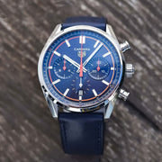  Shop Authentic Tag Heuer Carrera Chronograph Blue Dial Blue Leather Strap Watch for Men - CBN201D.FC6543 - Luxxuri