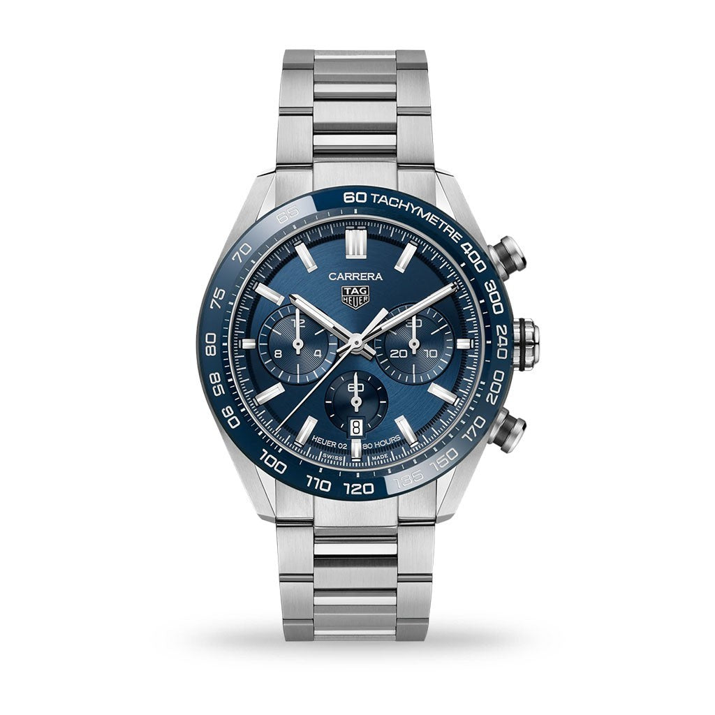  Shop Authentic Tag Heuer Carrera Chronograph Blue Dial Silver Steel Strap Watch for Men - CBN2A1A.BA0643 - Luxxuri