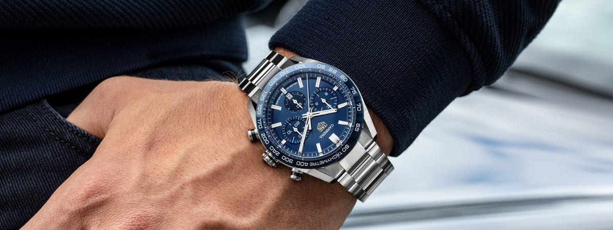  Shop Authentic Tag Heuer Carrera Chronograph Blue Dial Silver Steel Strap Watch for Men - CBN2A1A.BA0643 - Luxxuri