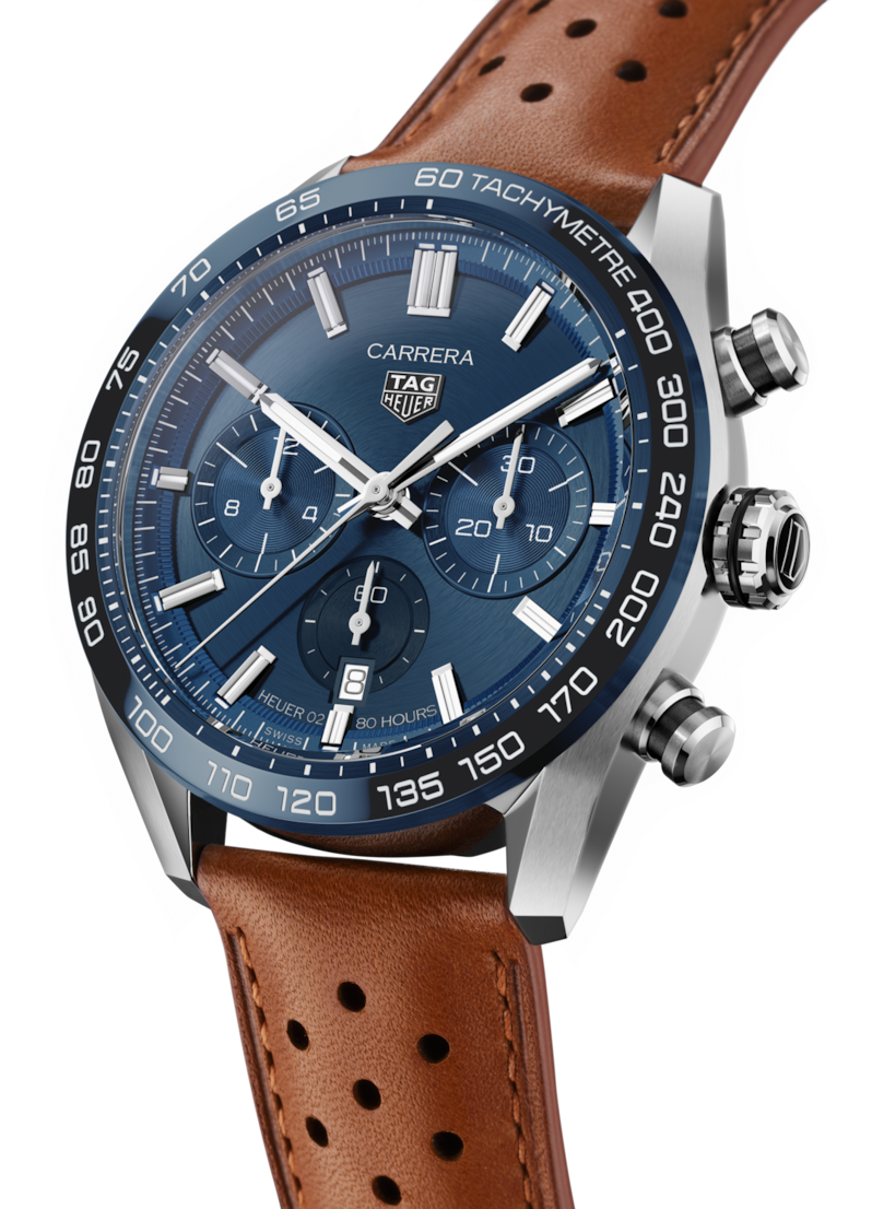  Shop Authentic Tag Heuer Carrera Automatic Chronograph Blue Dial Brown Leather Strap Watch for Men - CBN2A1A.FC6537 - Luxxuri