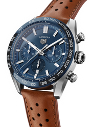  Shop Authentic Tag Heuer Carrera Automatic Chronograph Blue Dial Brown Leather Strap Watch for Men - CBN2A1A.FC6537 - Luxxuri
