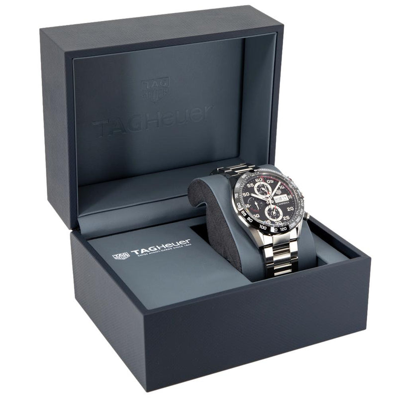  Shop Authentic Tag Heuer Carrera Chronograph Black Dial Silver Steel Strap Watch for Men - CBN2A1AA.BA0643 - Luxxuri