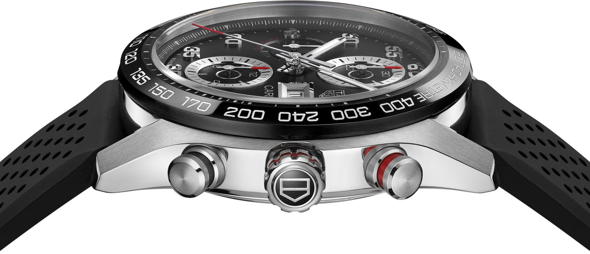  Shop Authentic Tag Heuer Carrera Chronograph Black Dial Black Rubber Strap Watch for Men - CBN2A1AA.FT6228 - Luxxuri