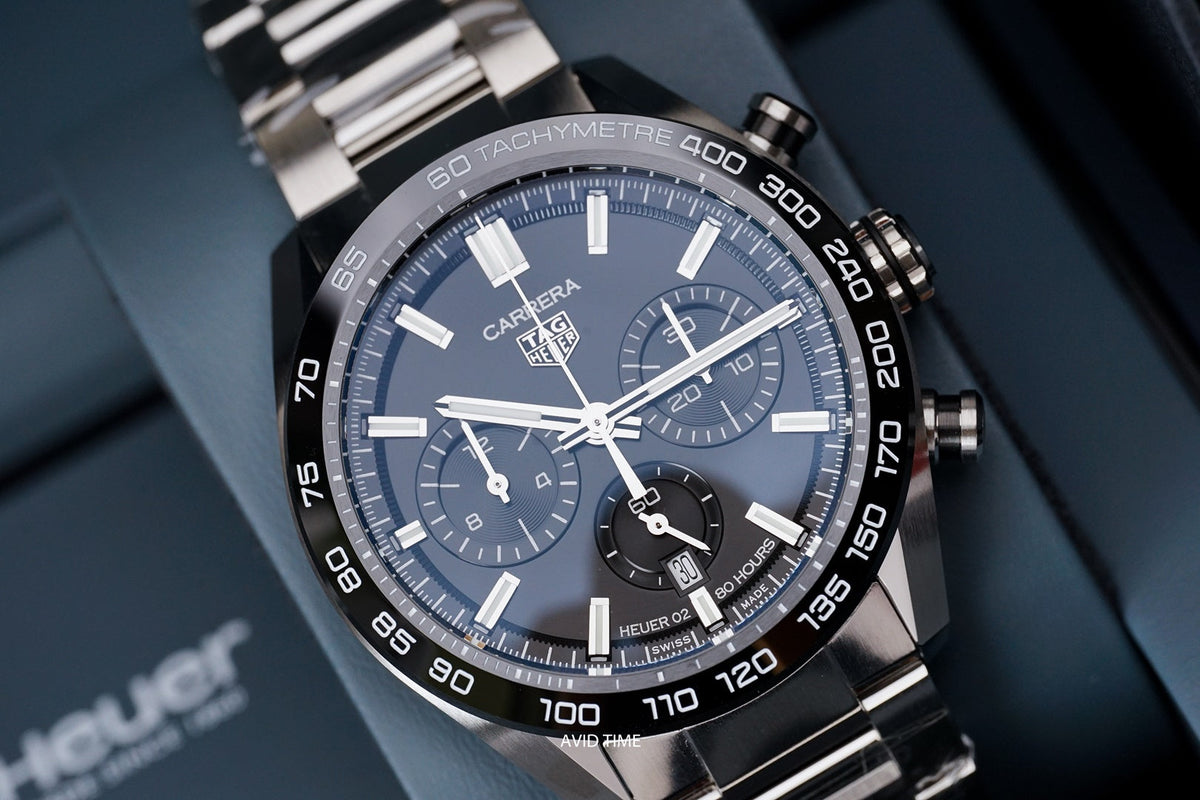  Shop Authentic Tag Heuer Carrera Automatic Chronograph Black Dial Silver Steel Strap Watch for Men - CBN2A1B.BA0643 - Luxxuri