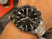  Shop Authentic Tag Heuer Carrera Automatic Chronograph Black Dial Silver Steel Strap Watch for Men - CBN2A1B.BA0643 - Luxxuri