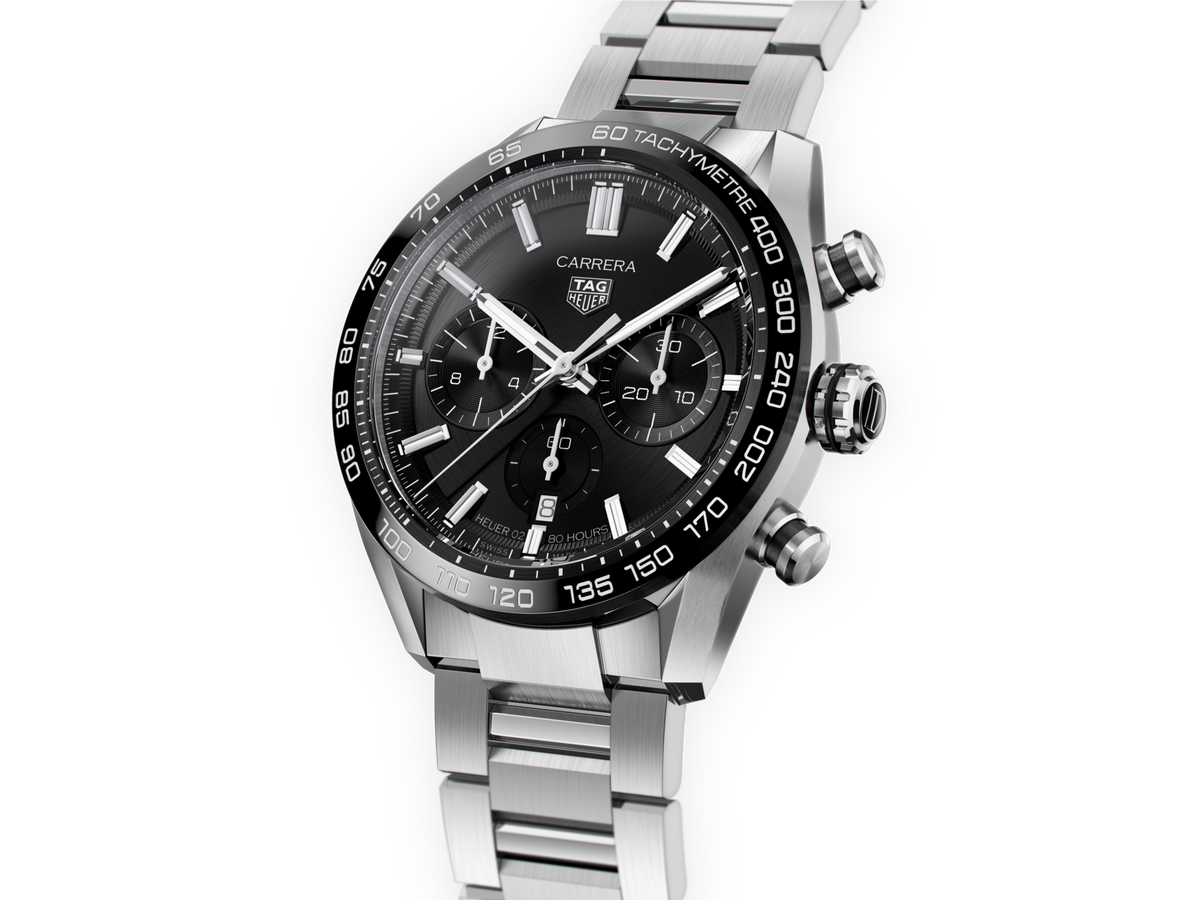  Shop Authentic Tag Heuer Carrera Automatic Chronograph Black Dial Silver Steel Strap Watch for Men - CBN2A1B.BA0643 - Luxxuri