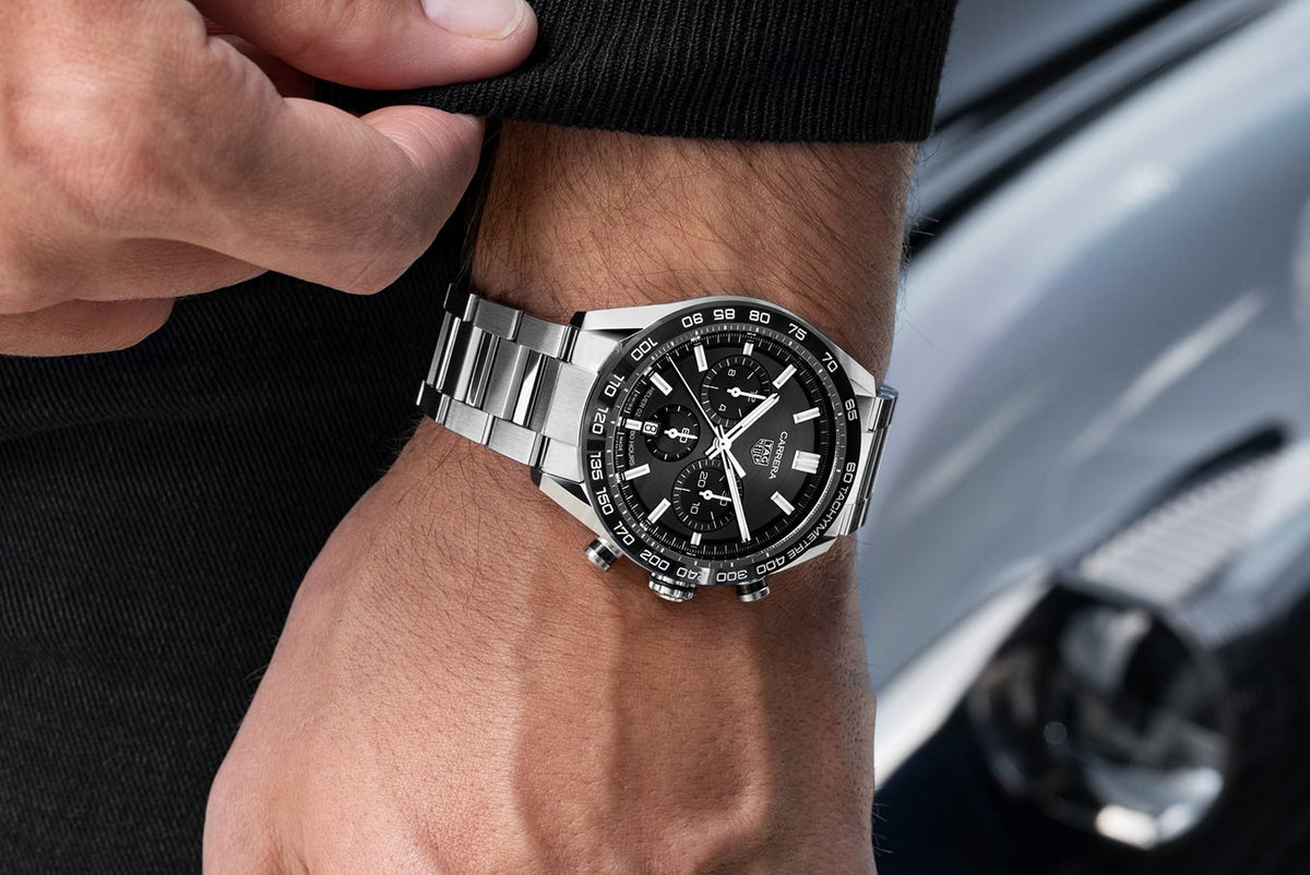  Shop Authentic Tag Heuer Carrera Automatic Chronograph Black Dial Silver Steel Strap Watch for Men - CBN2A1B.BA0643 - Luxxuri