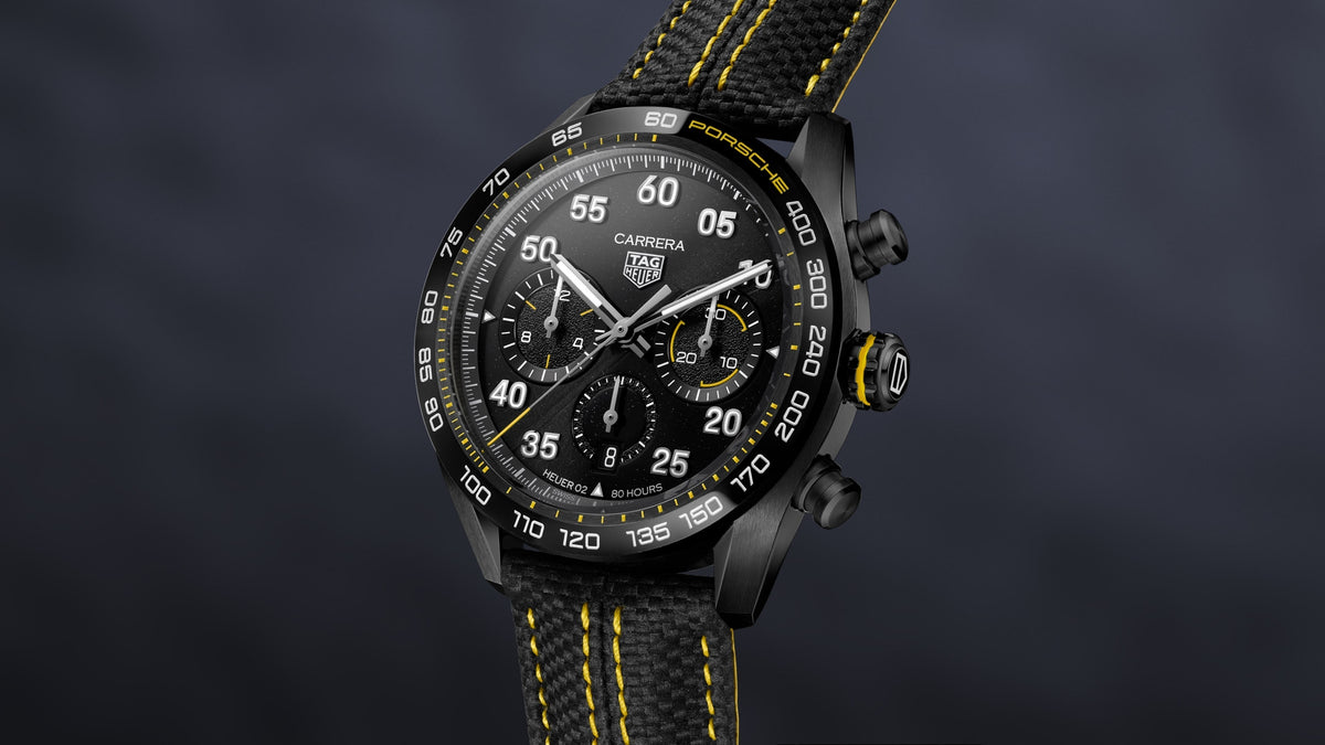  Shop Authentic Tag Heuer Carrera x Porsche Automatic Chronograph Black Dial Black Nylon Strap Watch for Men - CBN2A1H.FC6512 - Luxxuri