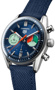  Shop Authentic Tag Heuer Carrera Skipper Automatic Chronograph Blue Dial Blue Nylon Strap Watch for Men - CBS2213.FN6002 - Luxxuri