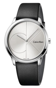  Shop Authentic Calvin Klein Minimal Silver Dial Black Leather Strap Watch for Men - K3M221CY - Luxxuri
