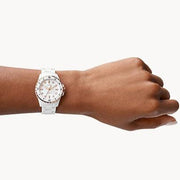  Shop Authentic Fossil Ceramic Multifunction White Dial White Steel Strap Watch for Women - CE1006 - Luxxuri