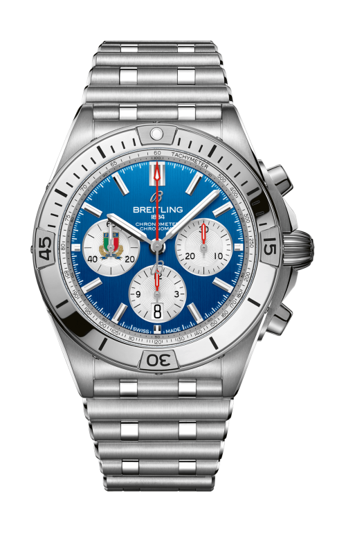 Shop Authentic Breitling Chronomat B01 42 Six Nations Italy Blue Dial Silver Steel Strap Watch for Men - AB0134A41C1A1 - Luxxuri