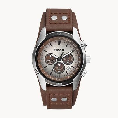  Shop Authentic Fossil Coachman Chronograph Silver Dial Brown Leather Strap Watch for Men - CH2565 - Luxxuri