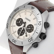  Shop Authentic Fossil Retro Traveler Chronograph White Dial Brown Leather Strap Watch for Men - CH2886 - Luxxuri