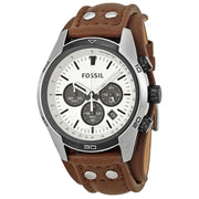  Shop Authentic Fossil Coachman Chronograph White Dial Brown Leather Strap Watch for Men - CH2890 - Luxxuri