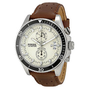  Shop Authentic Fossil Wakefield Chronograph White Dial Brown Leather Strap Watch for Men - CH2943 - Luxxuri