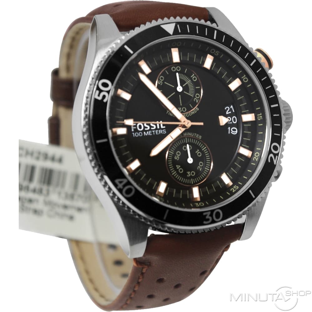  Shop Authentic Fossil Wakefield Black Dial Brown Leather Strap Watch for Men - CH2944 - Luxxuri