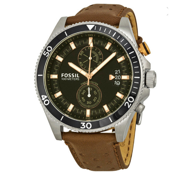  Shop Authentic Fossil Wakefield Black Dial Brown Leather Strap Watch for Men - CH2944 - Luxxuri
