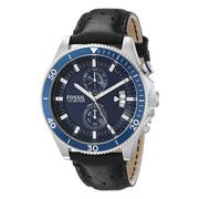  Shop Authentic Fossil Wakefield Chronograph Blue Dial Black Leather Strap Watch for Women - CH2945 - Luxxuri