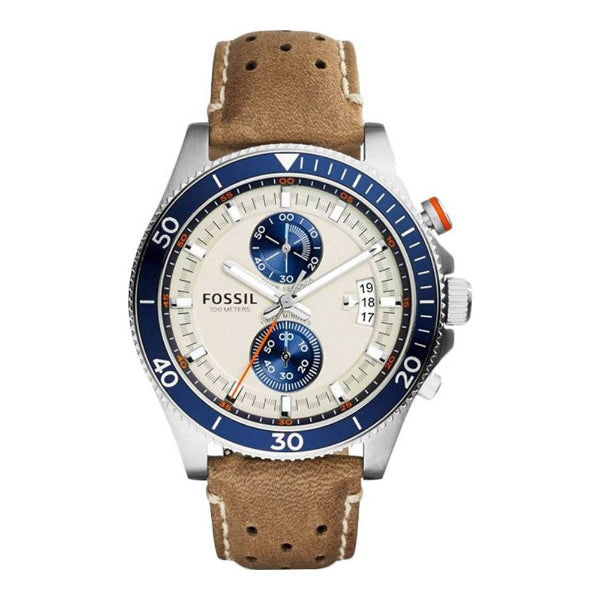  Shop Authentic Fossil Wakefield Chronograph Cream Dial Brown Leather Strap Watch for Men - CH2951 - Luxxuri