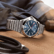  Shop Authentic Breitling Chronomat GMT 40 Blue Dial Silver Steel Strap Watch for Men - A32398101C1A1 - Luxxuri