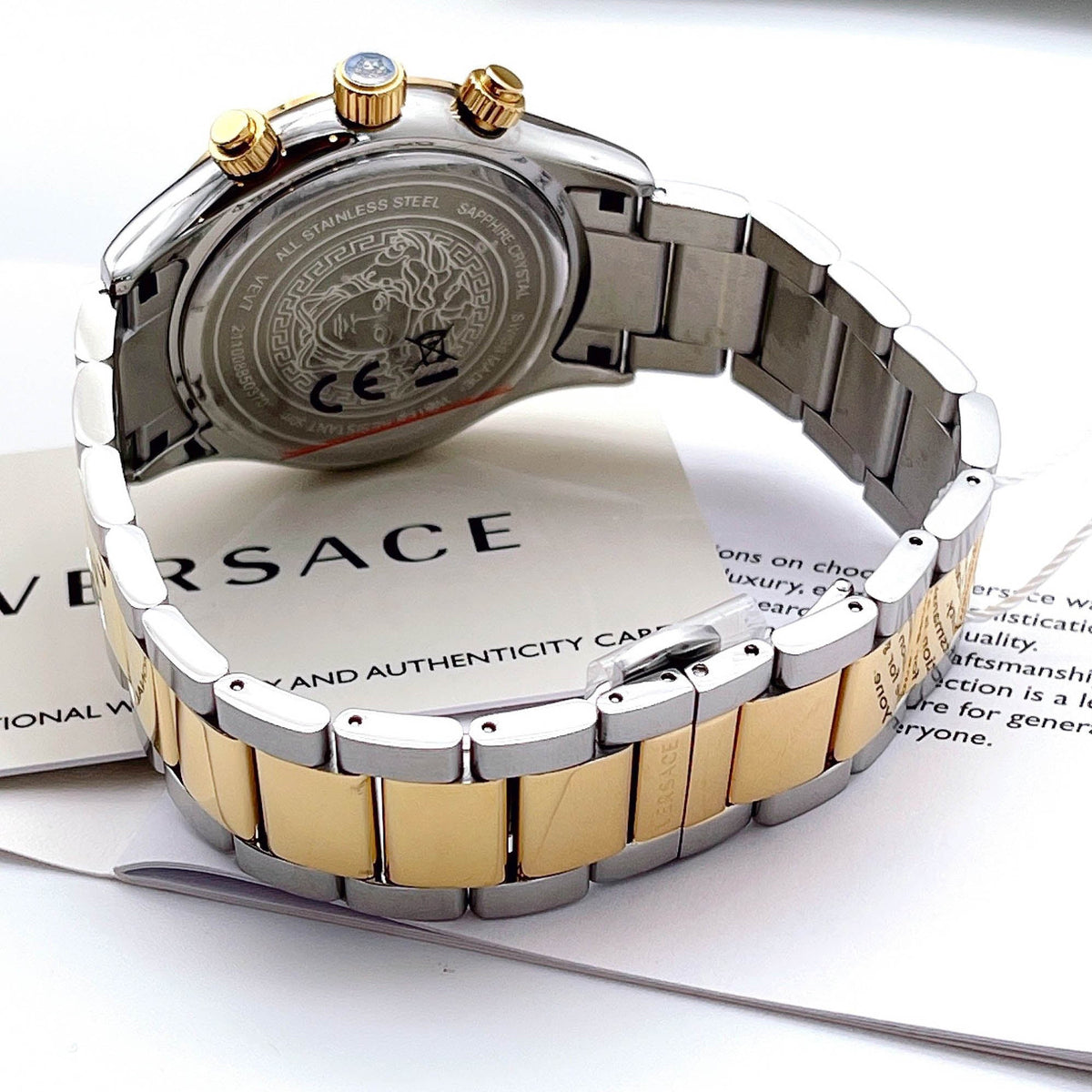  Shop Authentic Versace Classic Chronograph Quartz Silver Dial Two Tone Steel Strap Watch For Men - VEV700519 - Luxxuri