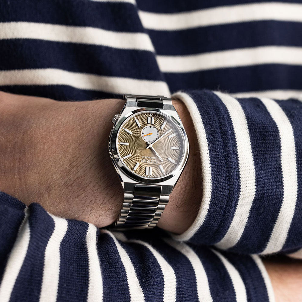  Shop Authentic Citizen Tsuyosa Automatic Titanium Yellow Dial Silver Steel Strap Watch For Men - NK5010-51X - Luxxuri