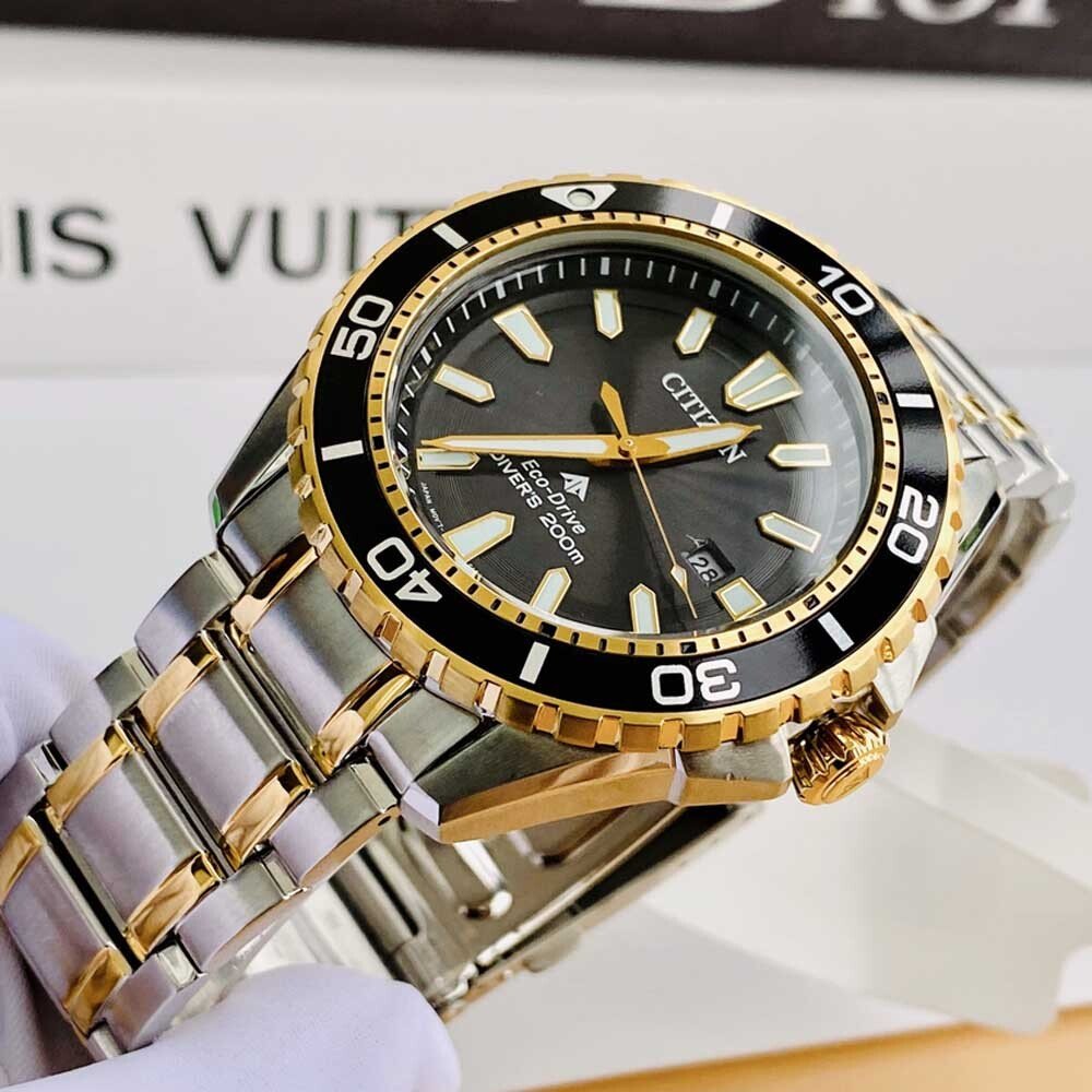  Shop Authentic Citizen Eco Drive Promaster Diver Black Dial Two Tone Steel Strap Watch For Men - BN0194-57E - Luxxuri