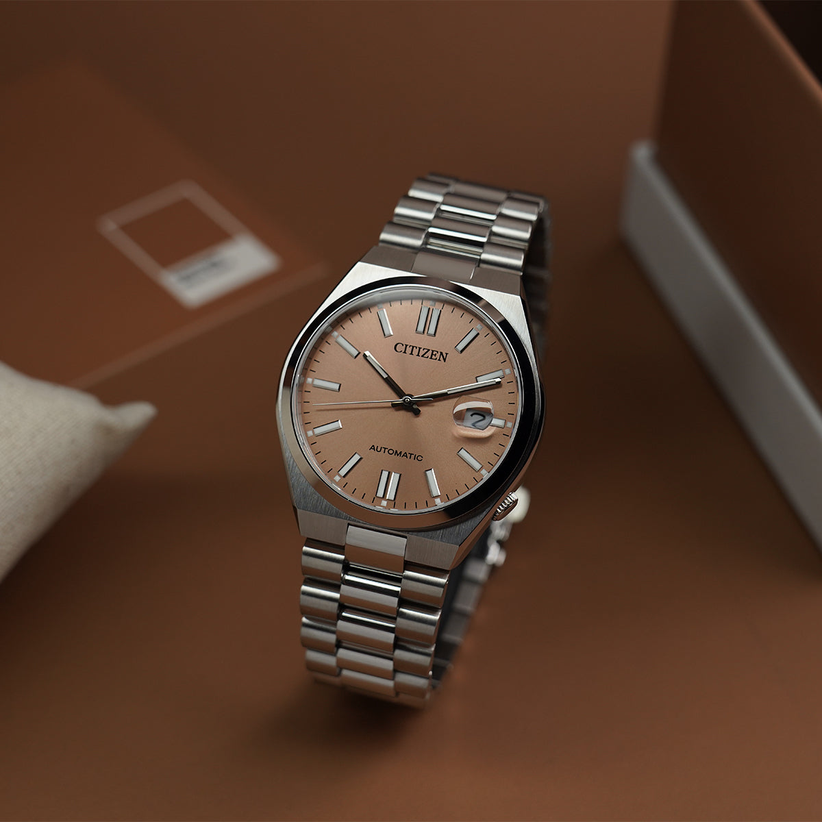  Shop Authentic Citizen x Pantone Automatic Warm Sand Dial Silver Steel Strap Watch For Men - NJ0158-89Y - Luxxuri