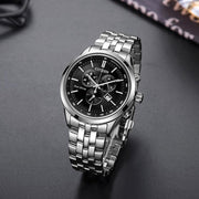  Shop Authentic Citizen Eco Drive Chronograph Black Dial Silver Steel Strap Watch For Men - AT2140-55E - Luxxuri